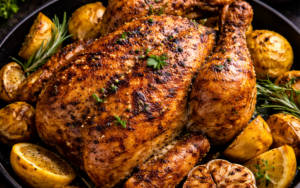 Poulet entier rôti au four