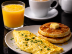 Omelette, pancake, café & jus